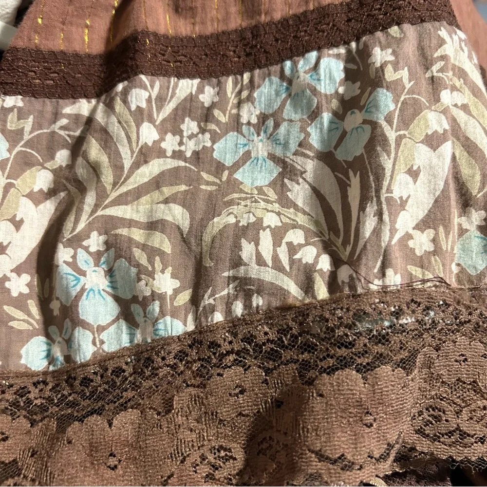 Angie Brown Mixed Fabric and Lace Dress Vintage Style - Small - Picture 6 of 11